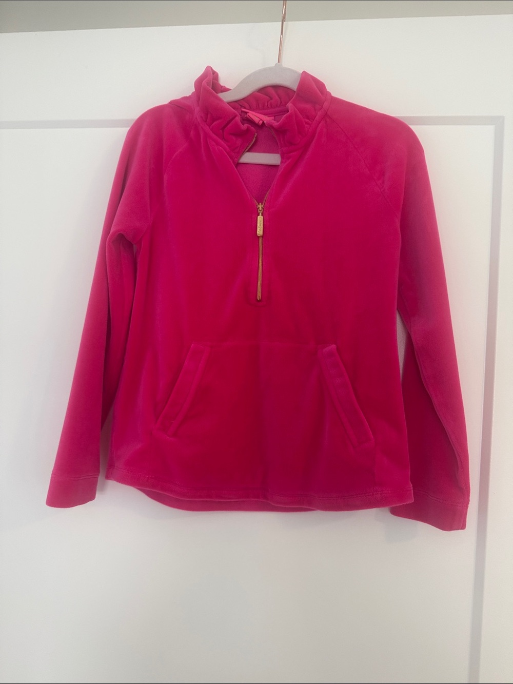 LILLY PULITZER Girls' Hot Pink Quarter-Zip Pullover Top